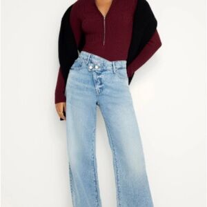 Good American Blue Wide Leg Flare Jeans